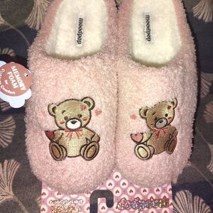 Pink Teddy Bear Women's Slippers